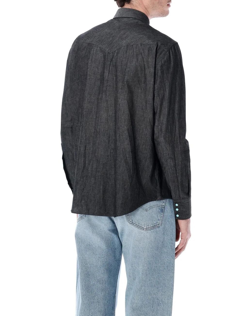 Salvatore Piccolo Black Wash Western Shirt for men