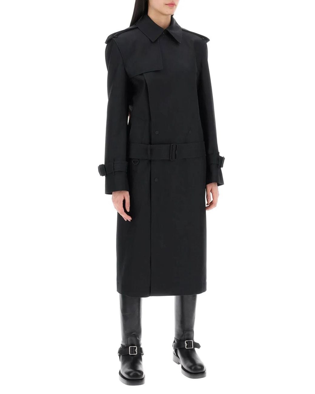 Burberry Black Silk Blend Trench Coat
