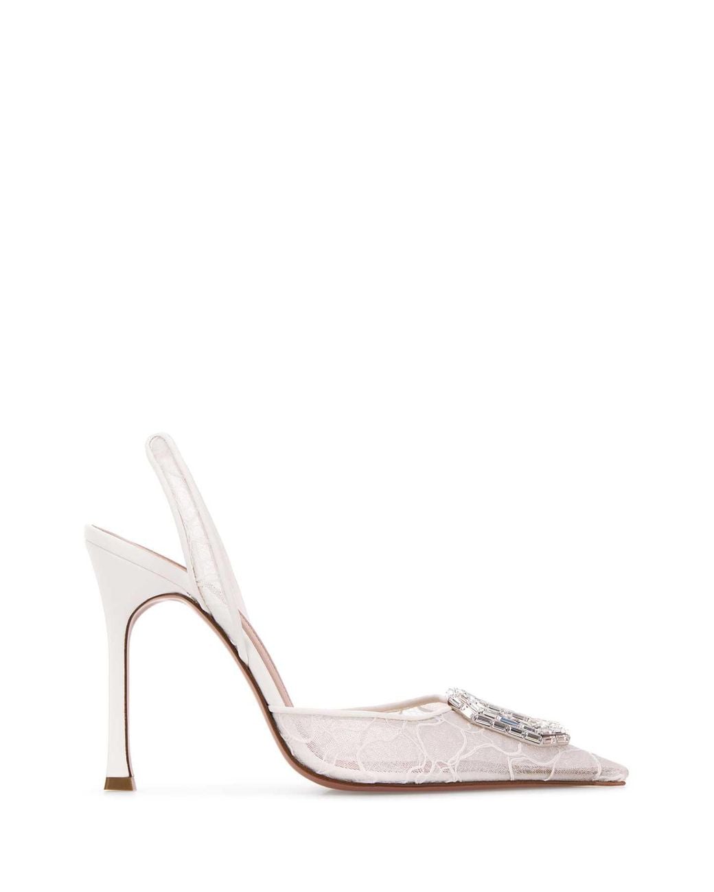 AMINA MUADDI White Camelia Lace Slingback Pumps