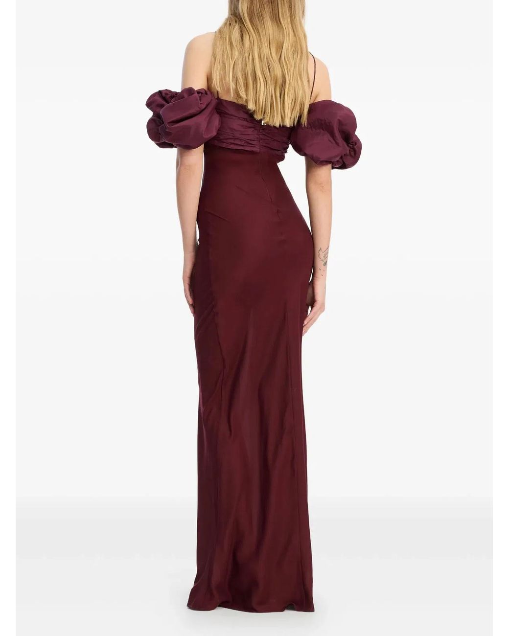 ROTATE BIRGER CHRISTENSEN Purple Chiffon Dress With Puffed Sleeves