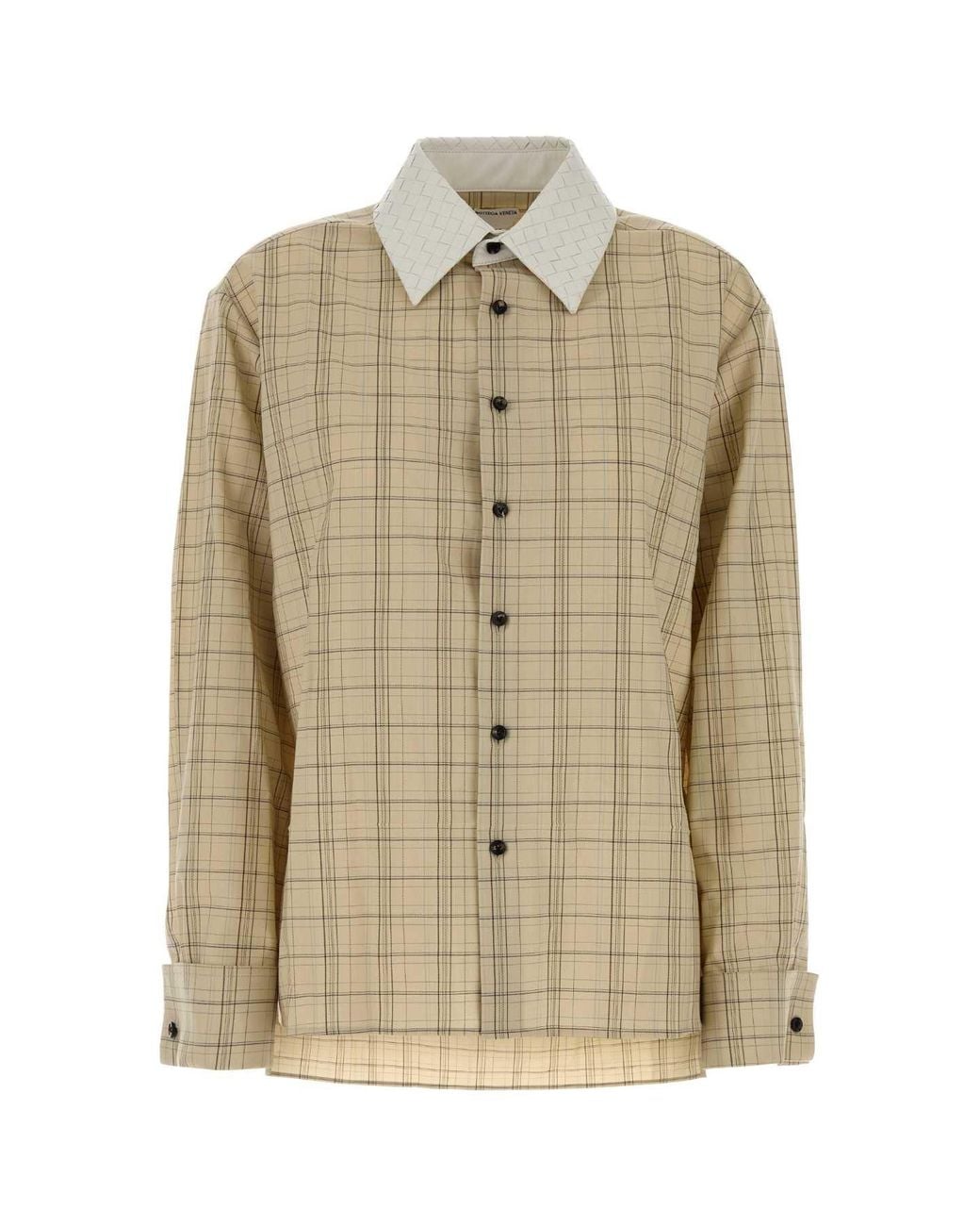 Bottega Veneta Natural Embroidered Wool Shirt