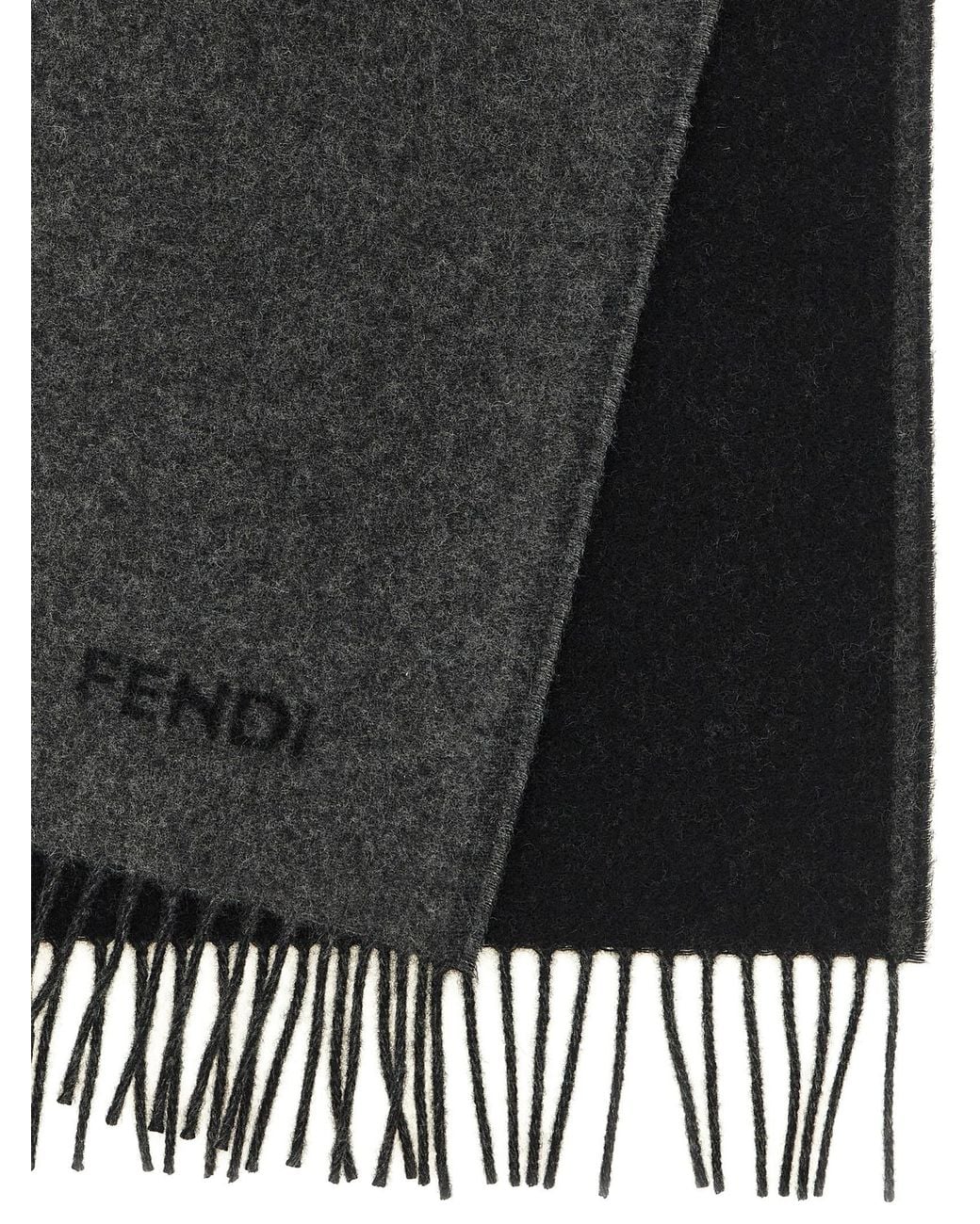 Fendi Black Double-Sided Long Scarf for men