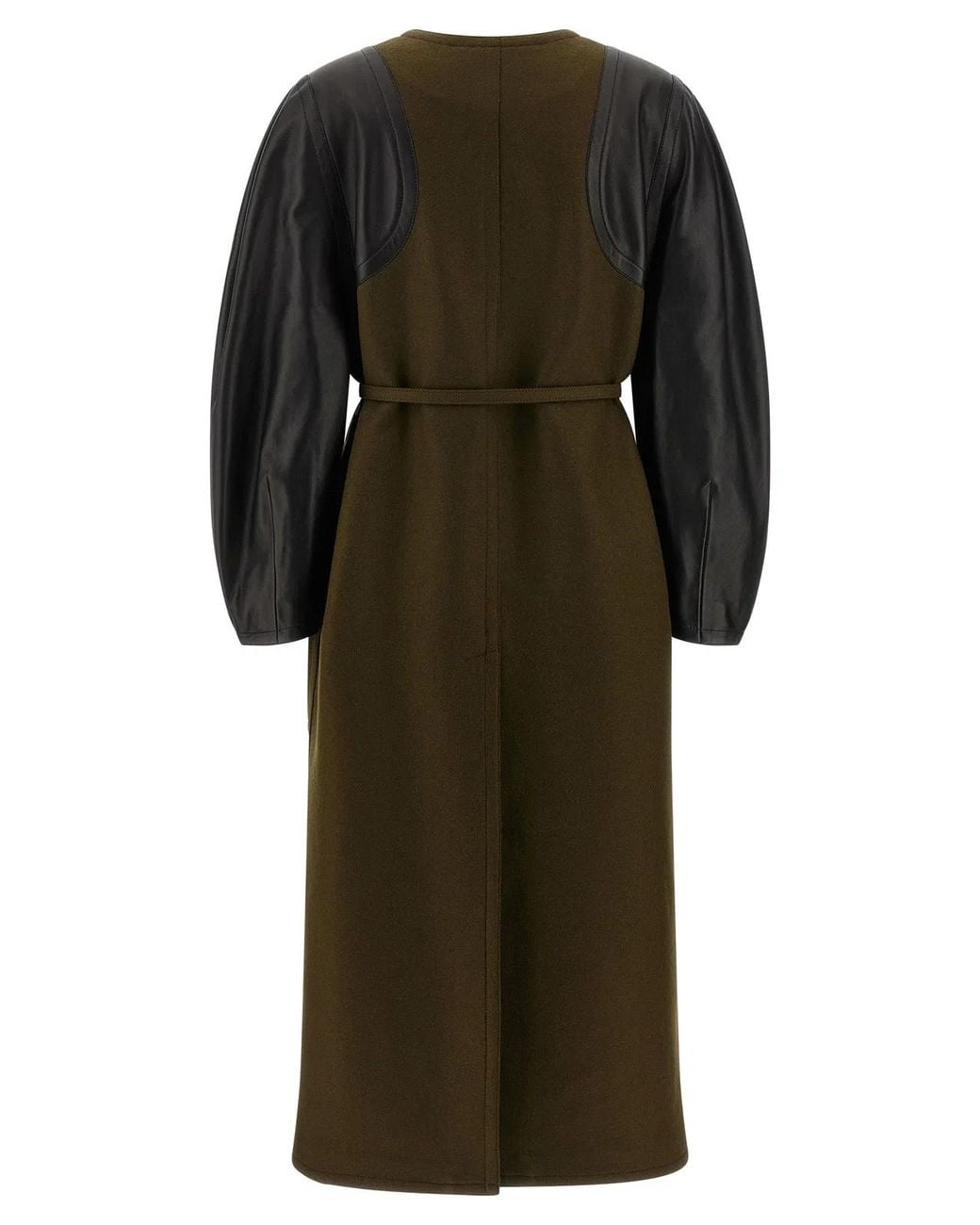 Fendi Green Wool Felt & Leather Coat