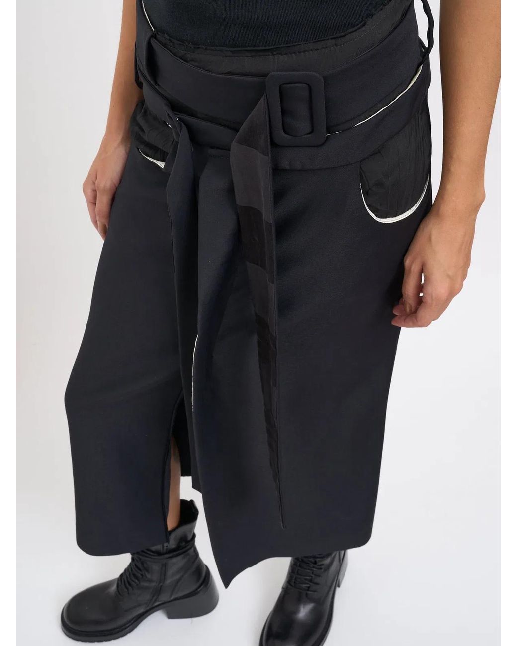 Alessandra Marchi Black Long Wool Skirt