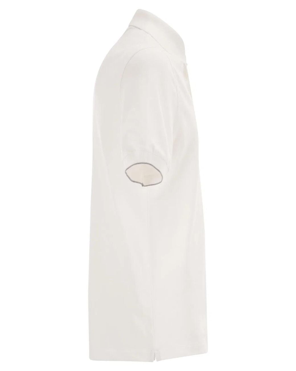 Brunello Cucinelli White Cotton Polo Shirt With Printed Logo for men