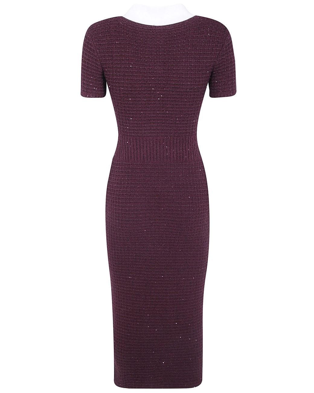 Self-Portrait Purple Burgundy Textured Knit Midi Dress