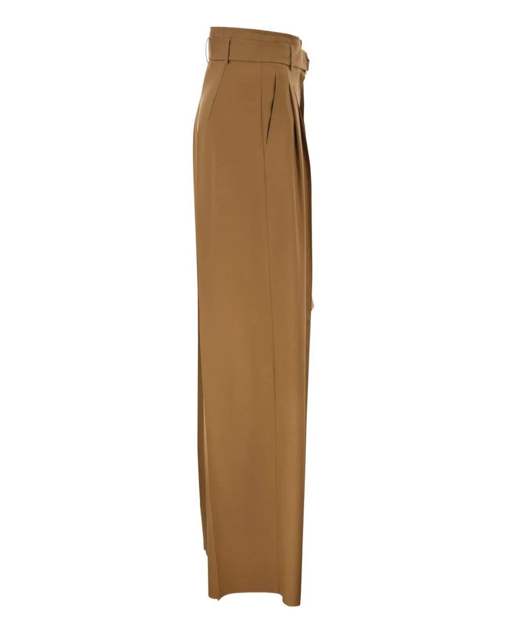 Max Mara Natural Mstserio – Wide-Leg Pure Wool Trousers With Belt