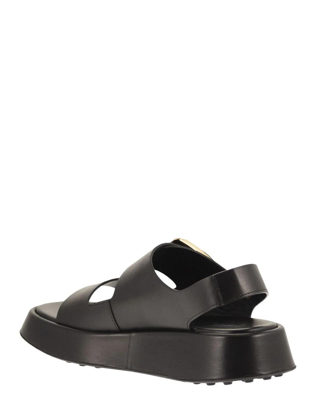 Tod's Black Leather Sandal With Buckle