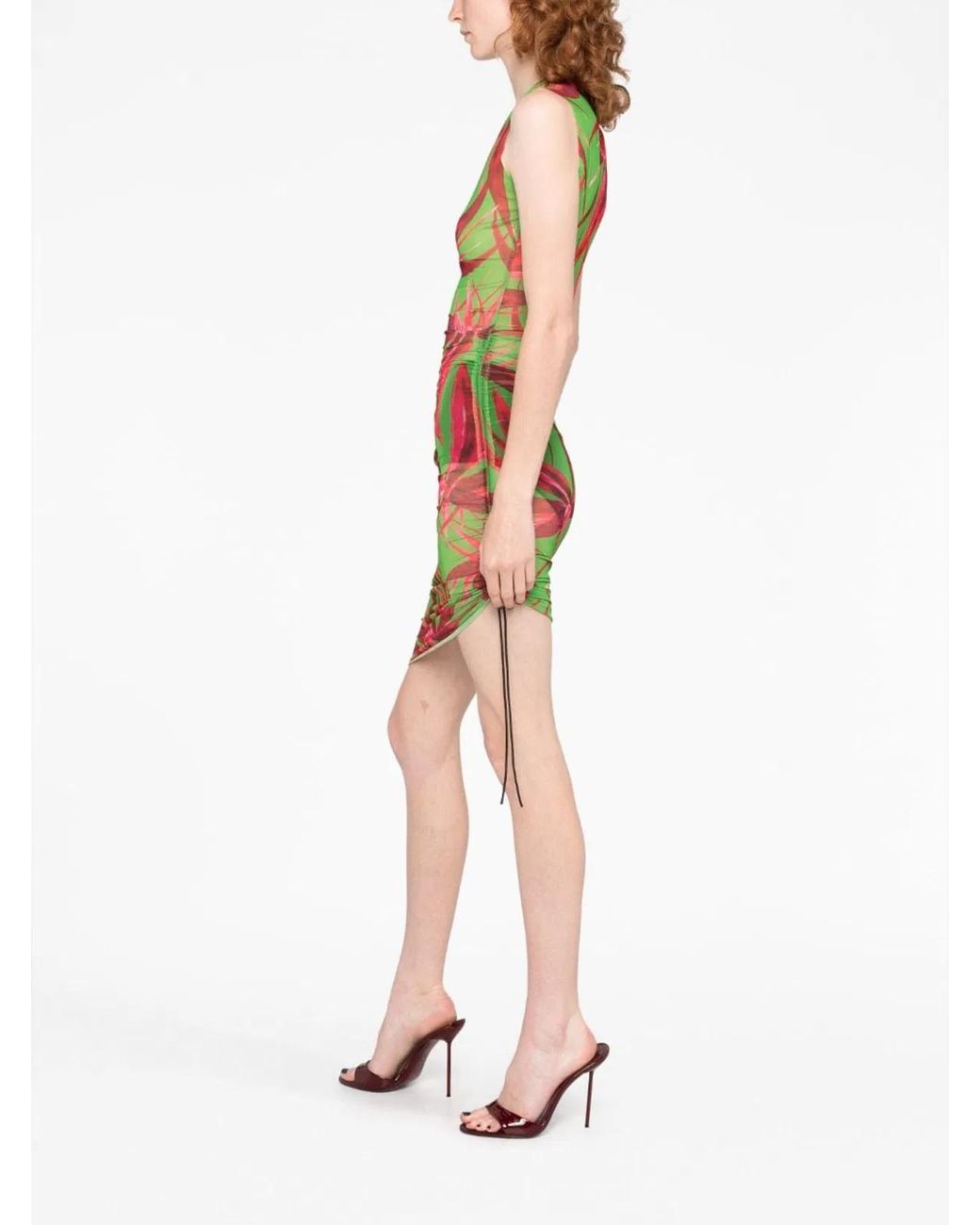 Louisa Ballou Green Floral Print Short Dress