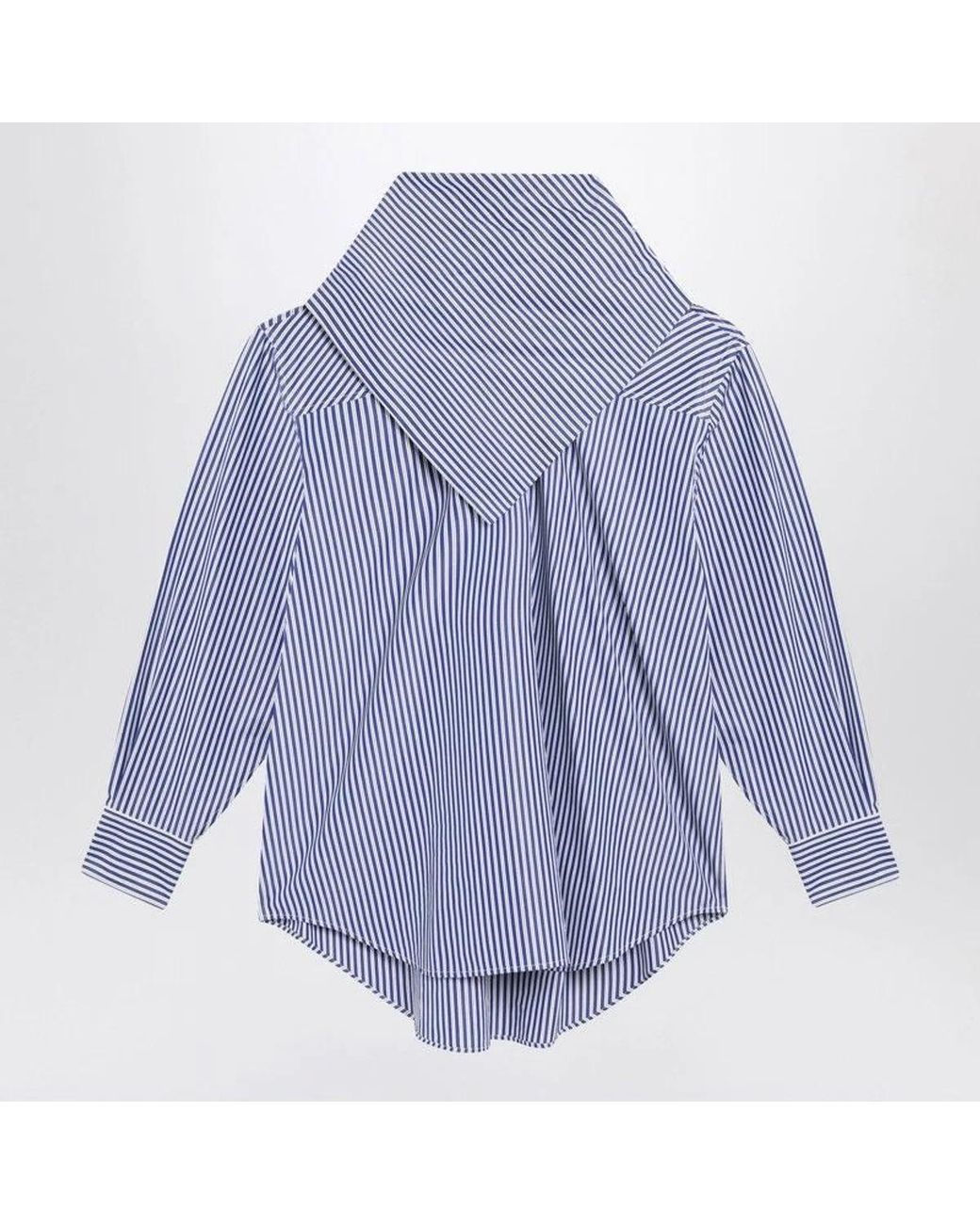 AMI Blue Striped Poplin Shirt With Scarf