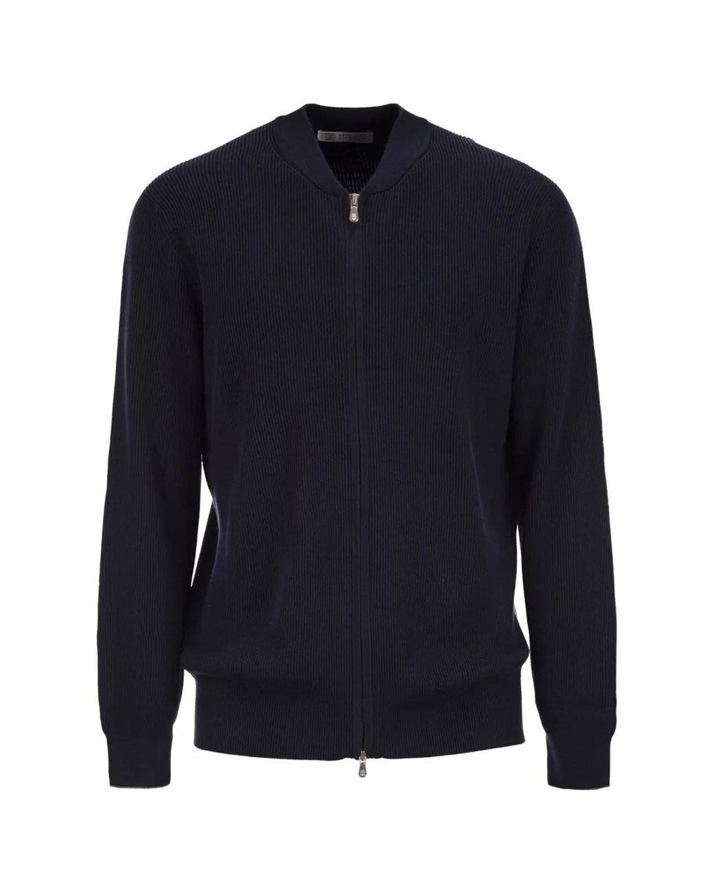 Brunello Cucinelli Blue Cotton Cardigan With Zip for men