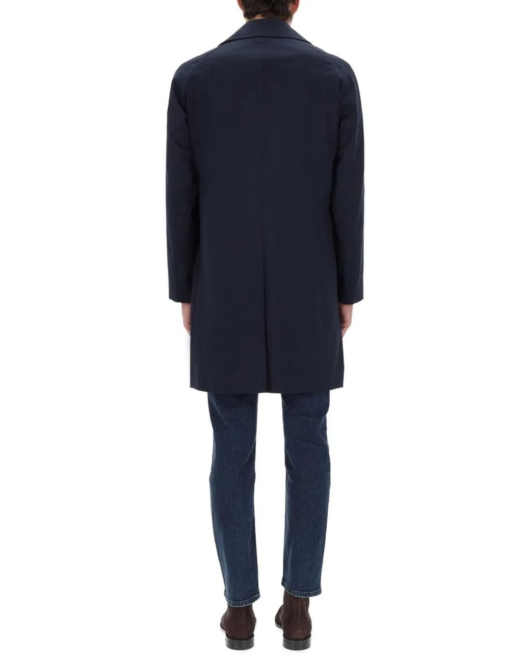 Boss Blue Cotton Blend Trench for men
