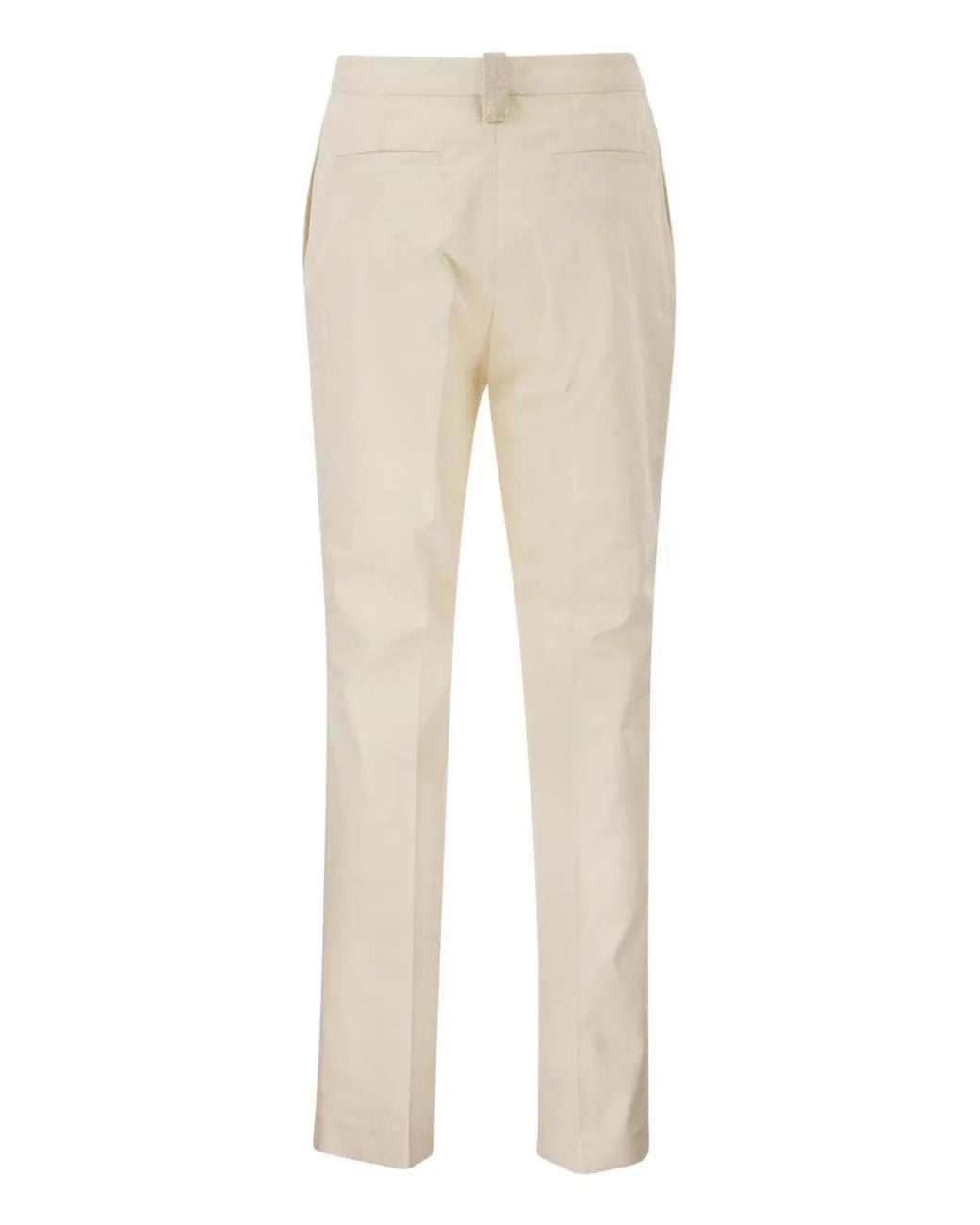 Fabiana Filippi Natural Gabardine Trousers With Diamond Detail