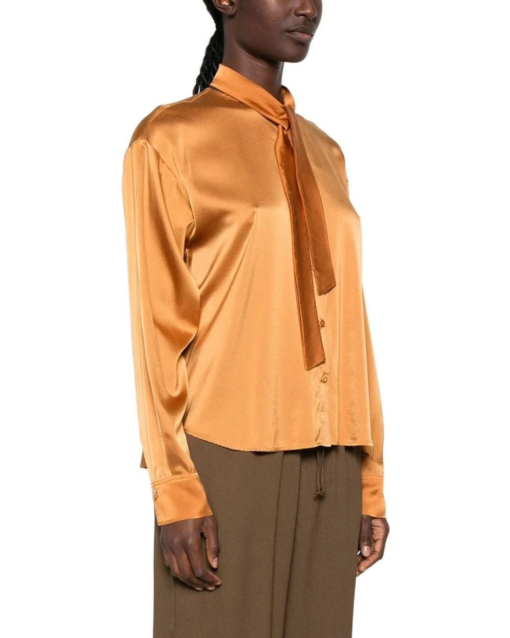 Forte_forte Orange Silk Bow-Tie Shirt