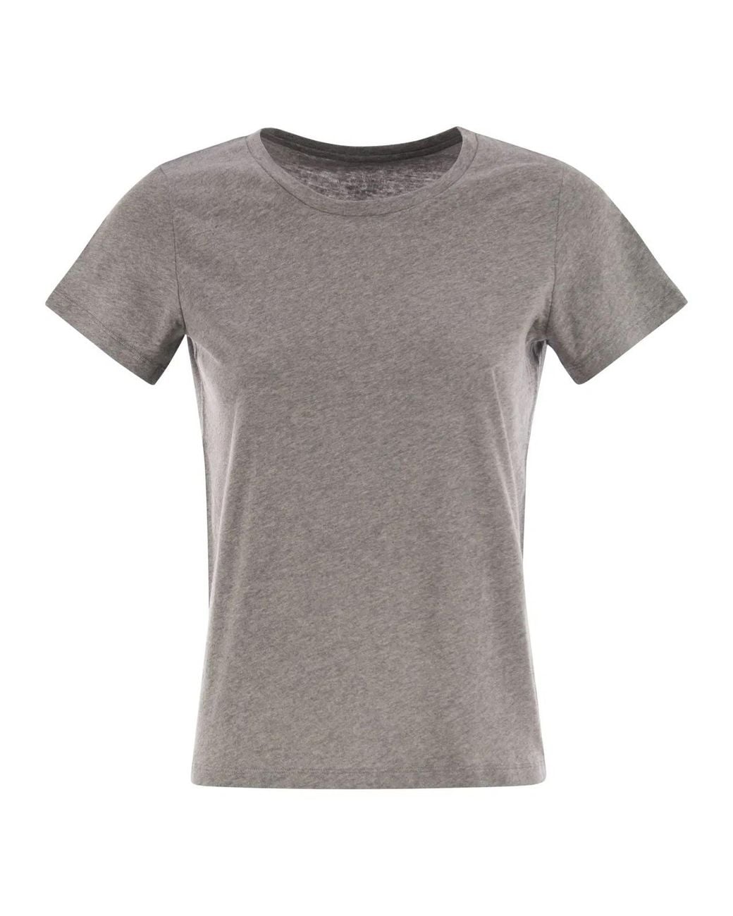 Majestic Gray Crew-Neck Short-Sleeved Cotton T-Shirt