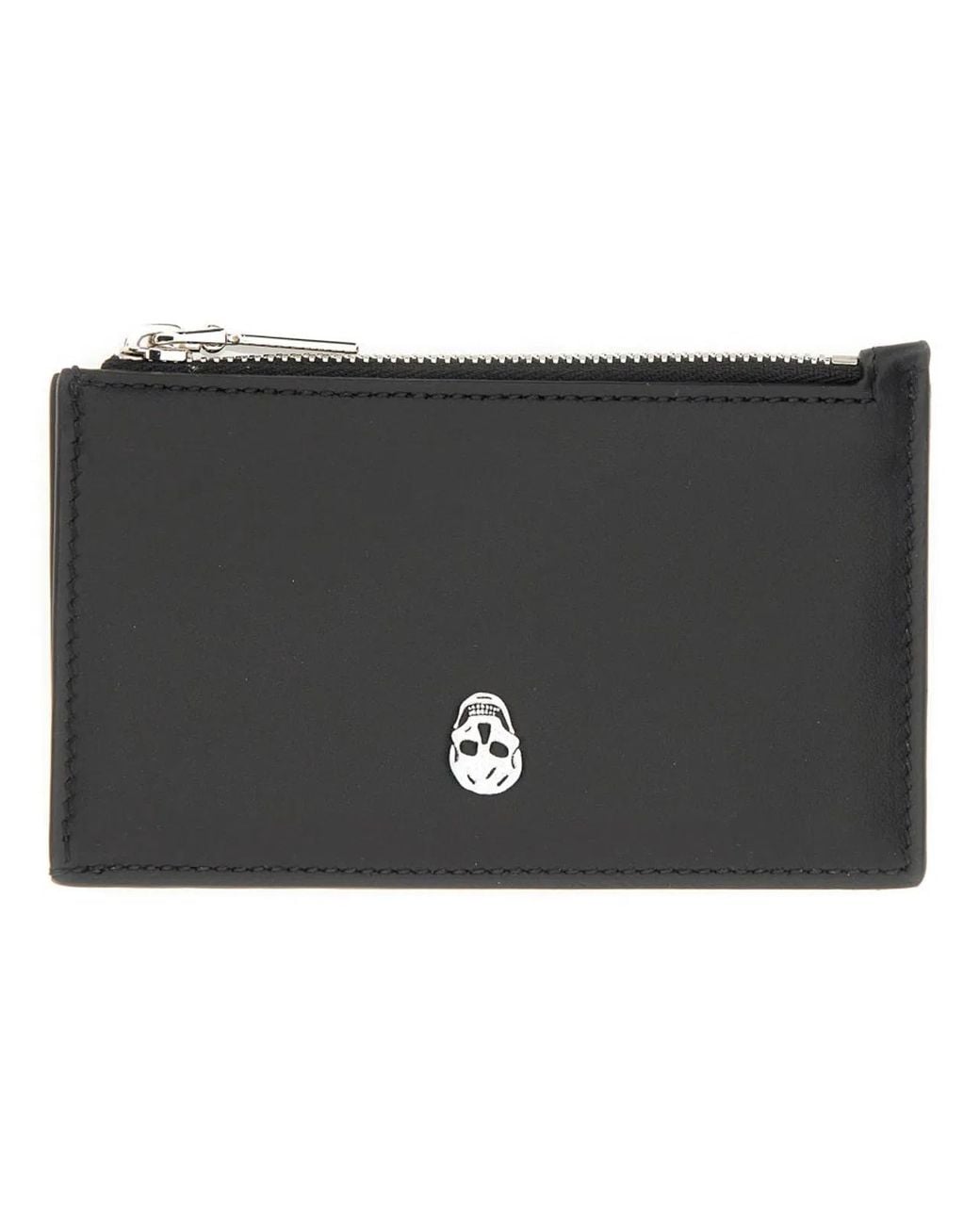 McQueen Black Calf Skin Wallets for men
