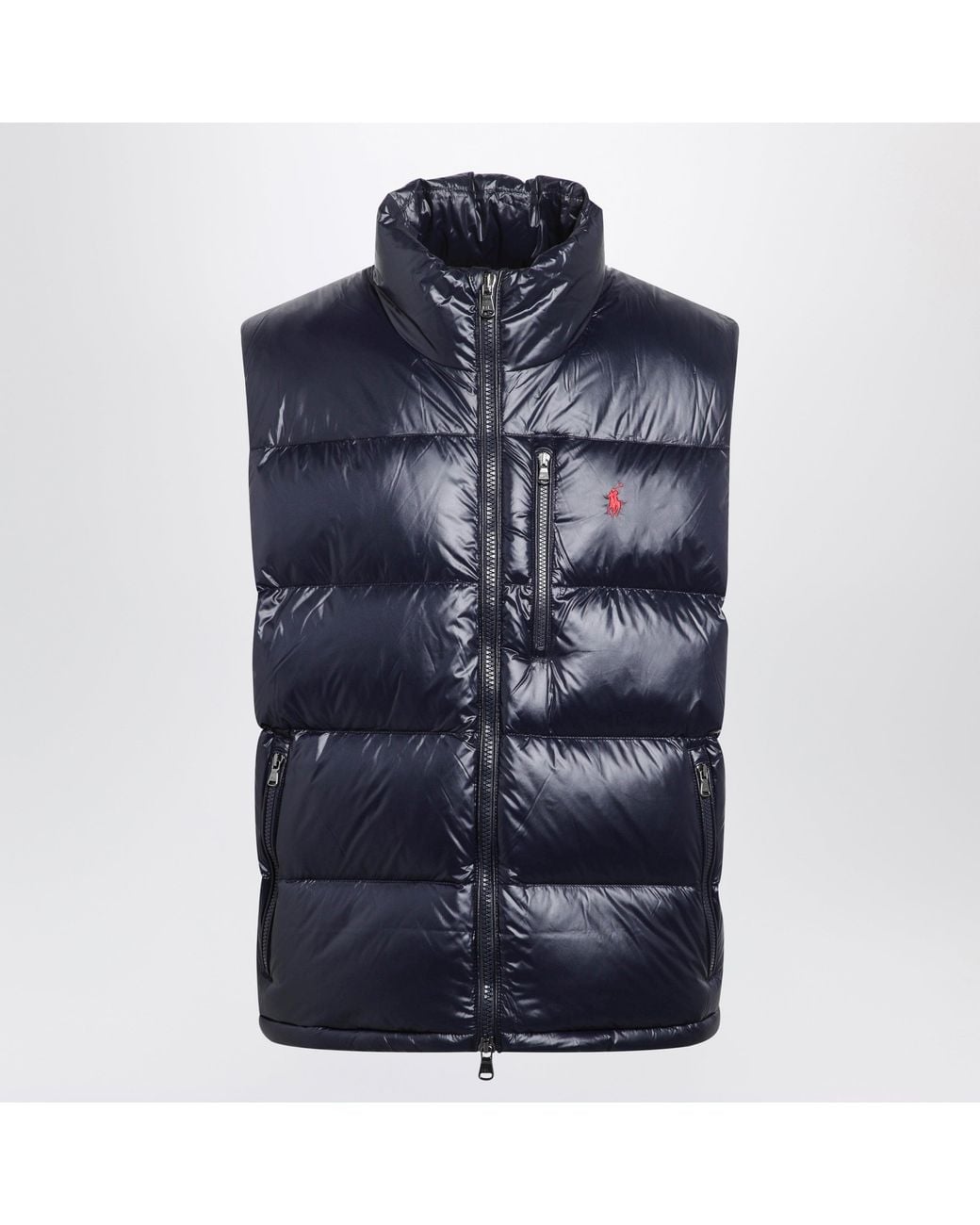 Polo Ralph Lauren Blue Glossy Quilted Zip-Up Vest for men