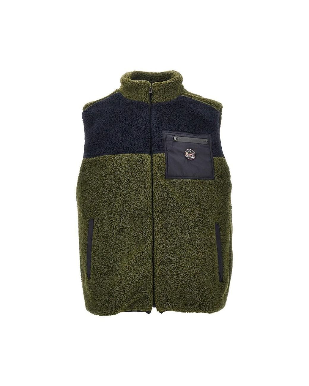 Mauna Kea Green Color-Block Sherpa Vest for men