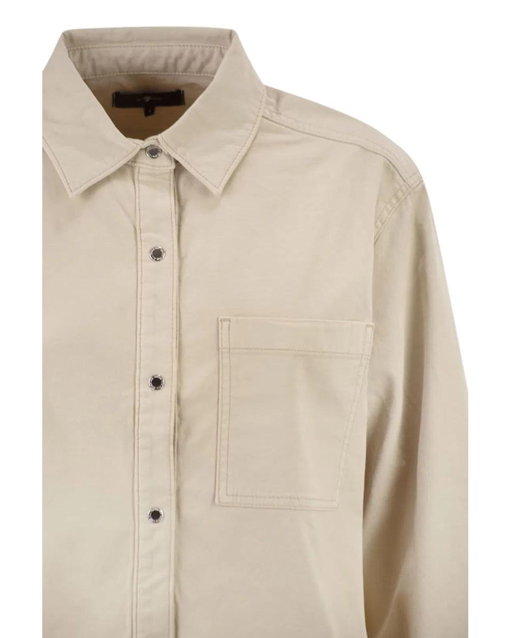 7 For All Mankind Natural Stretch Cotton Shirt With Chest Pocket