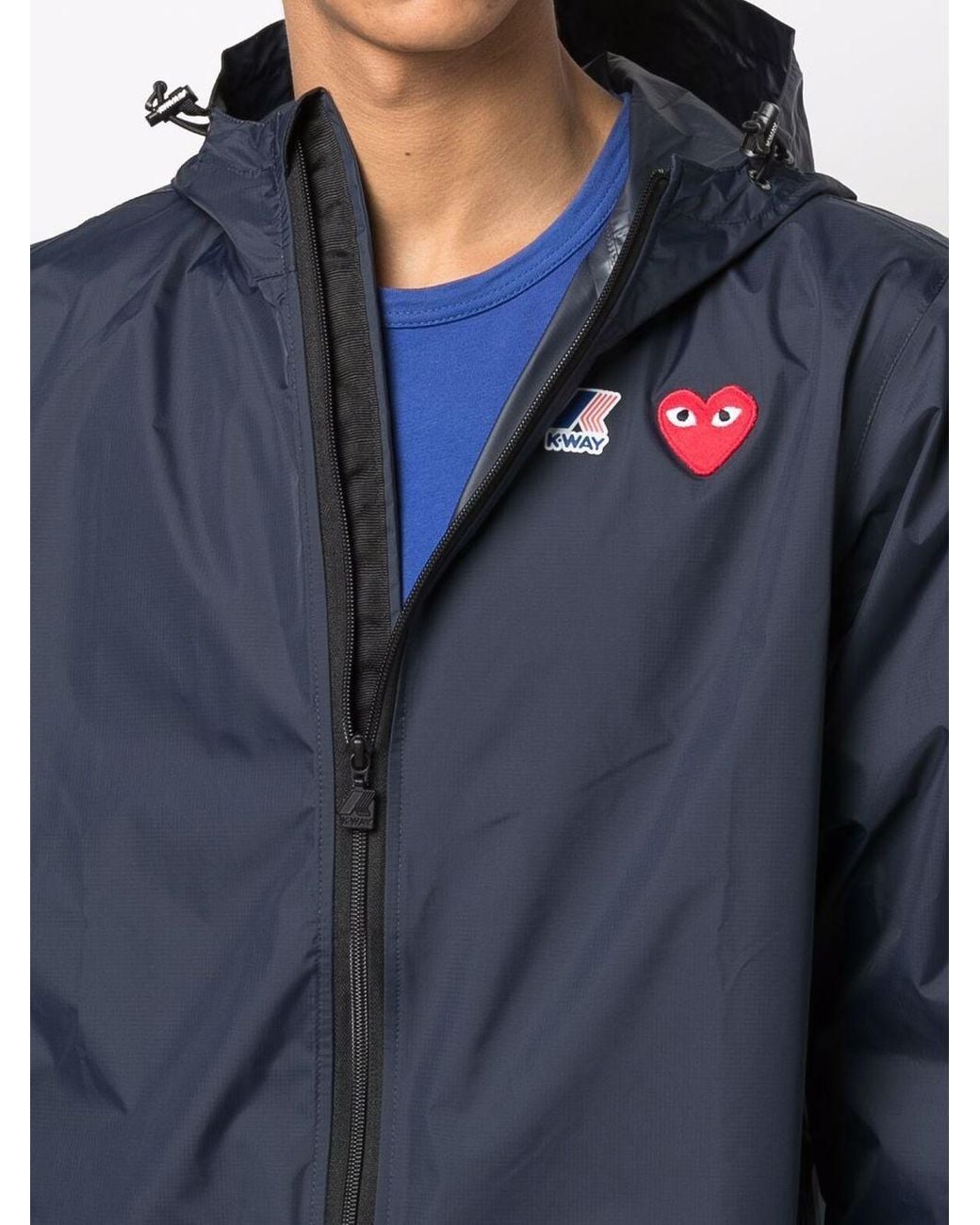 COMME DES GARÇONS PLAY Blue X K Way Zipped Hooded Jacket for men