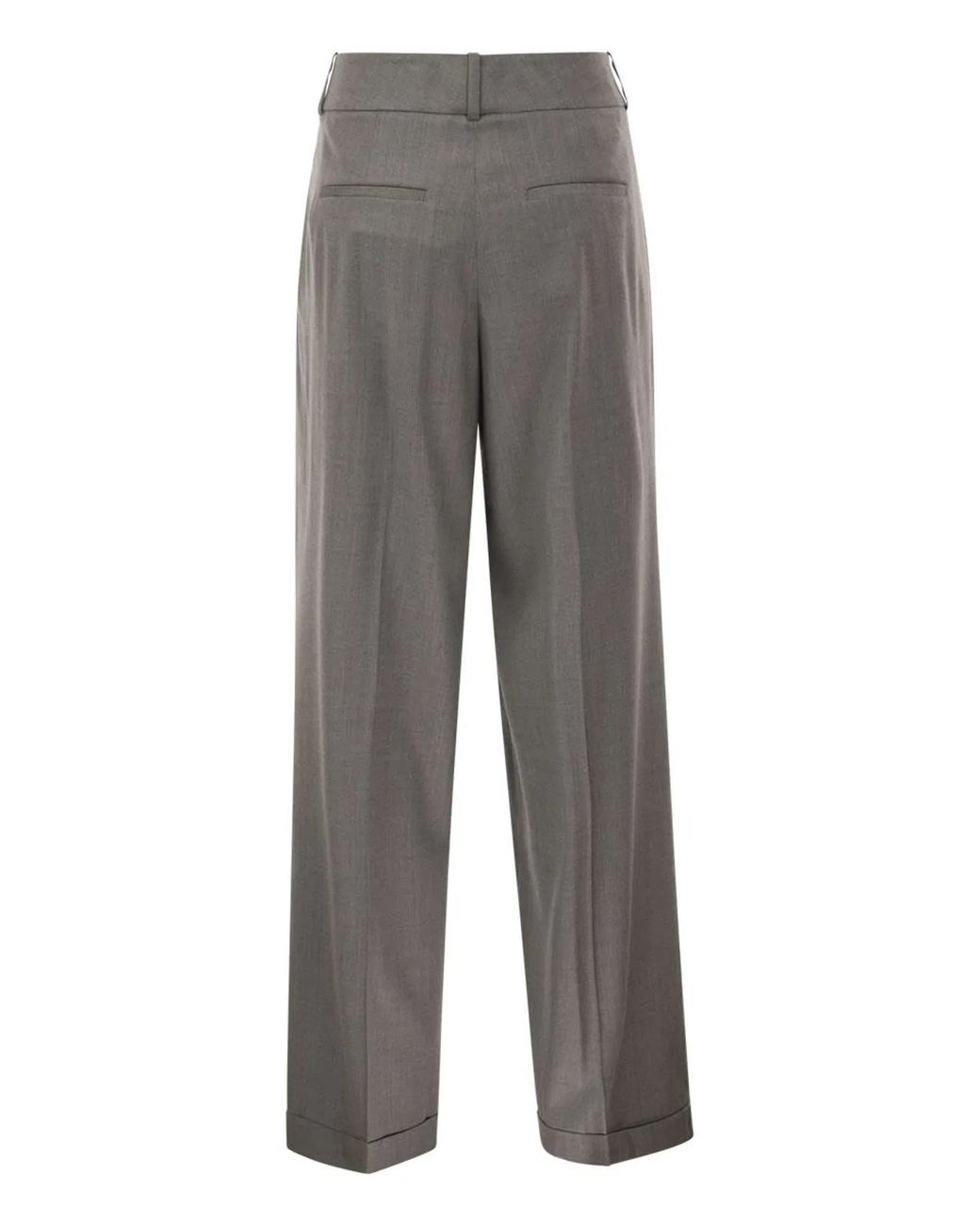 Peserico Gray Tailored Virgin Wool Stretch Trousers With Front Pleats