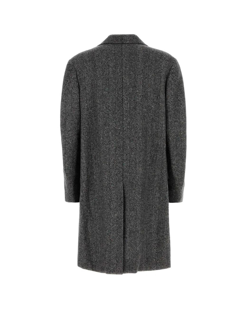 Givenchy Black Embroidered Wool Blend Coat for men