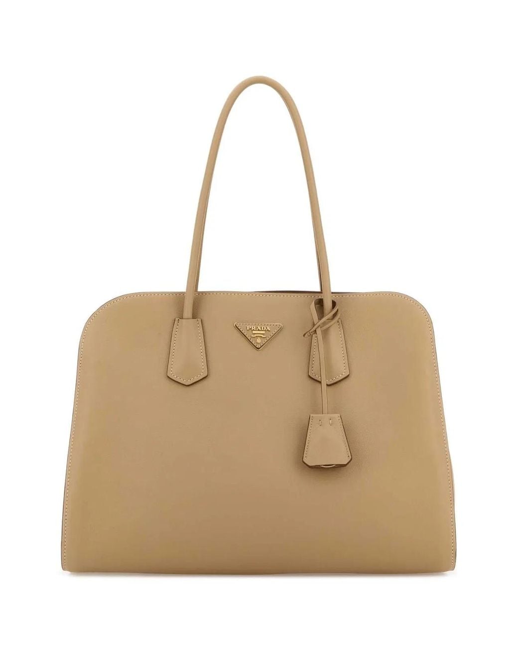 Prada Natural Beige Leather Shopping Bag