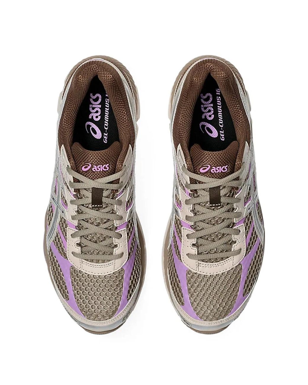 Asics Brown Gel-Cumulus 16 Mesh And Glossy Synthetic Leather Sneakers