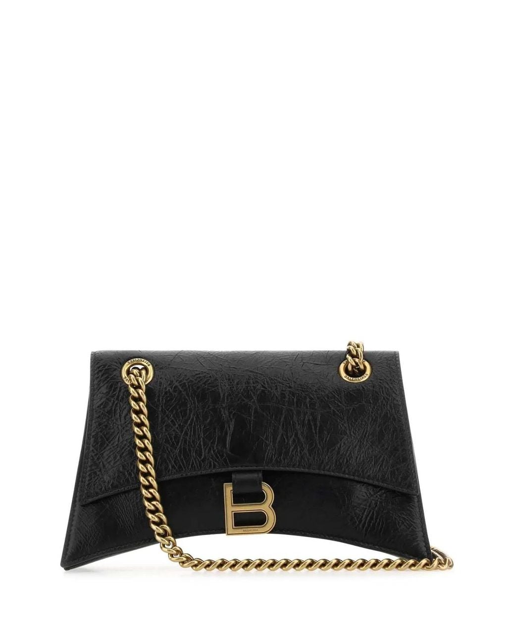 Balenciaga Black Leather Small Crush Shoulder Bag