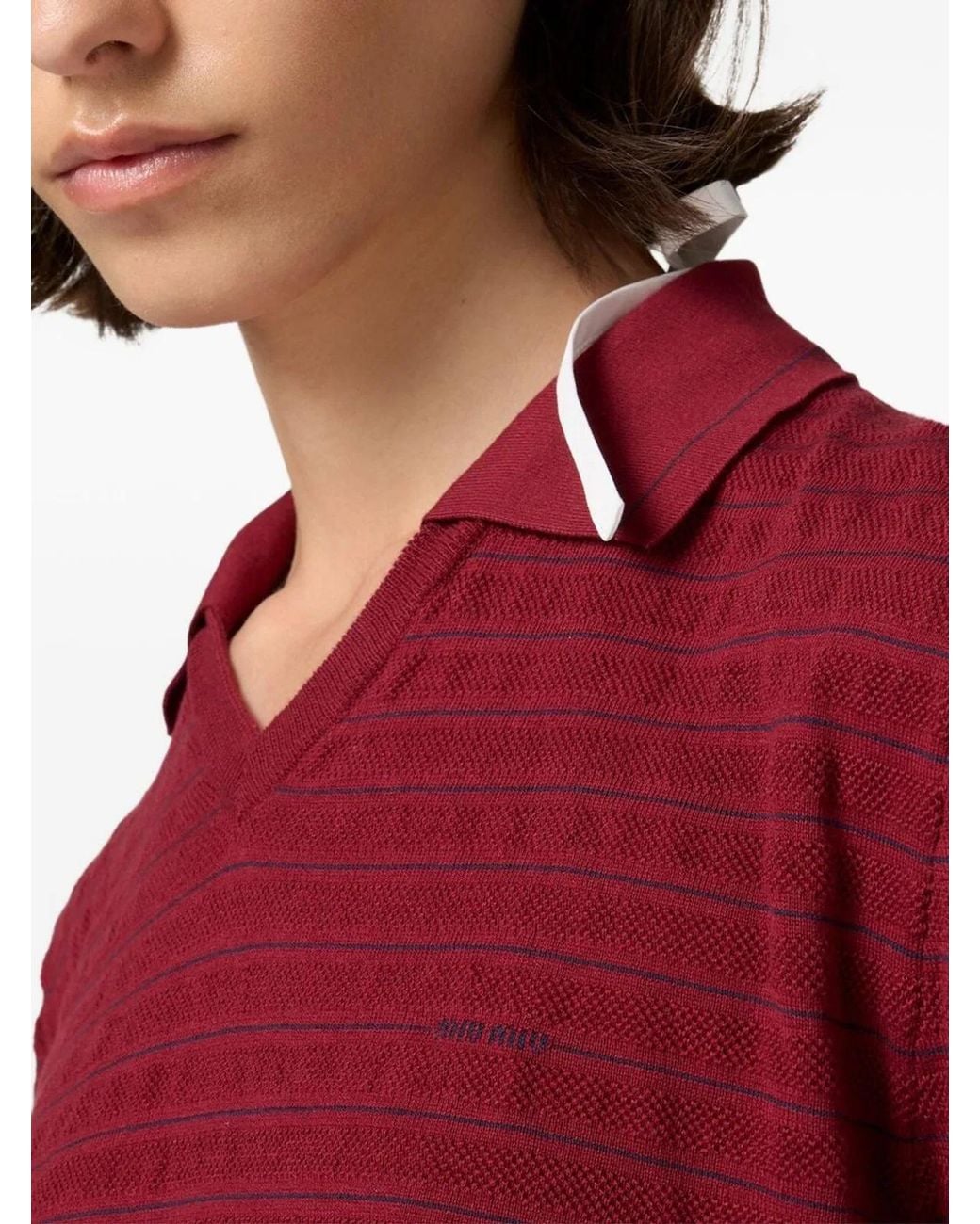 Miu Miu Red Cotton Polo Shirt