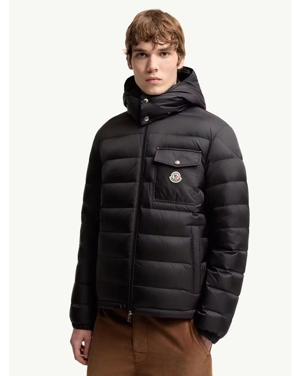 Moncler Black Verith Hooded Short Down Jacket for men