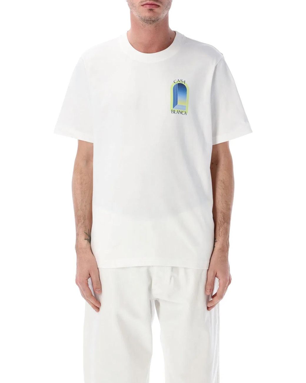 Casablanca White L Arche Printed Lime & T-Shirt for men
