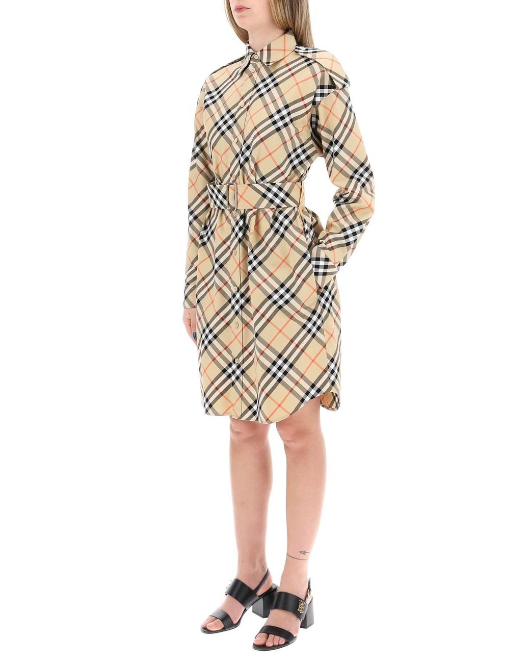 Burberry Natural Ered Cotton Chemisier Dress