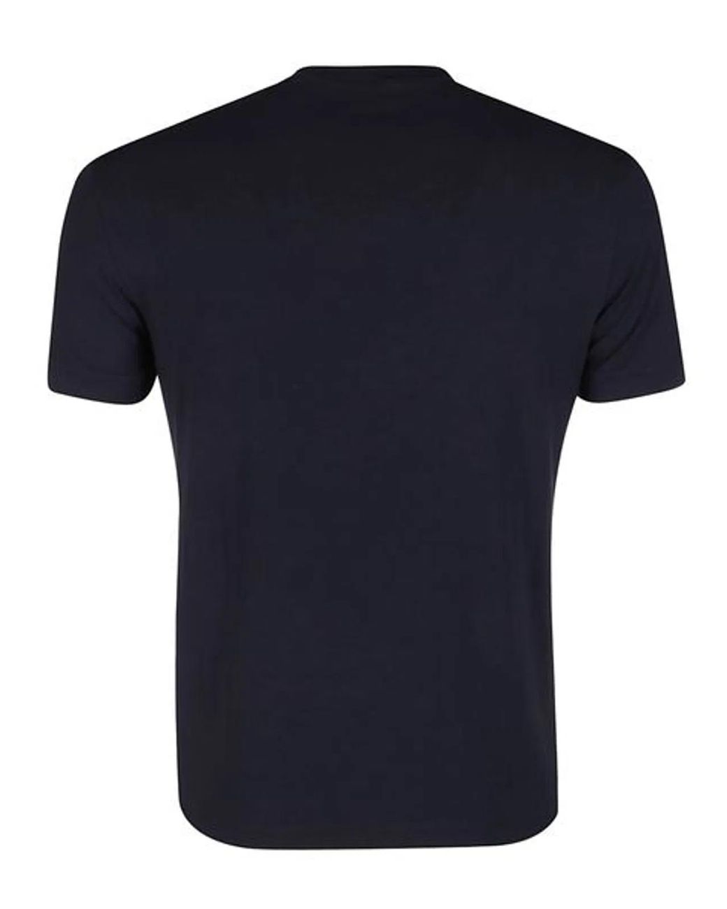 Giorgio Armani Black Embroidered Cotton Crewneck T Shirt for men