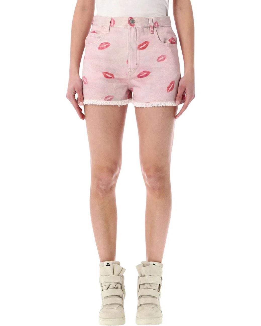 Isabel Marant Pink Isabel Marant Lesia The Kiss Denim Shorts
