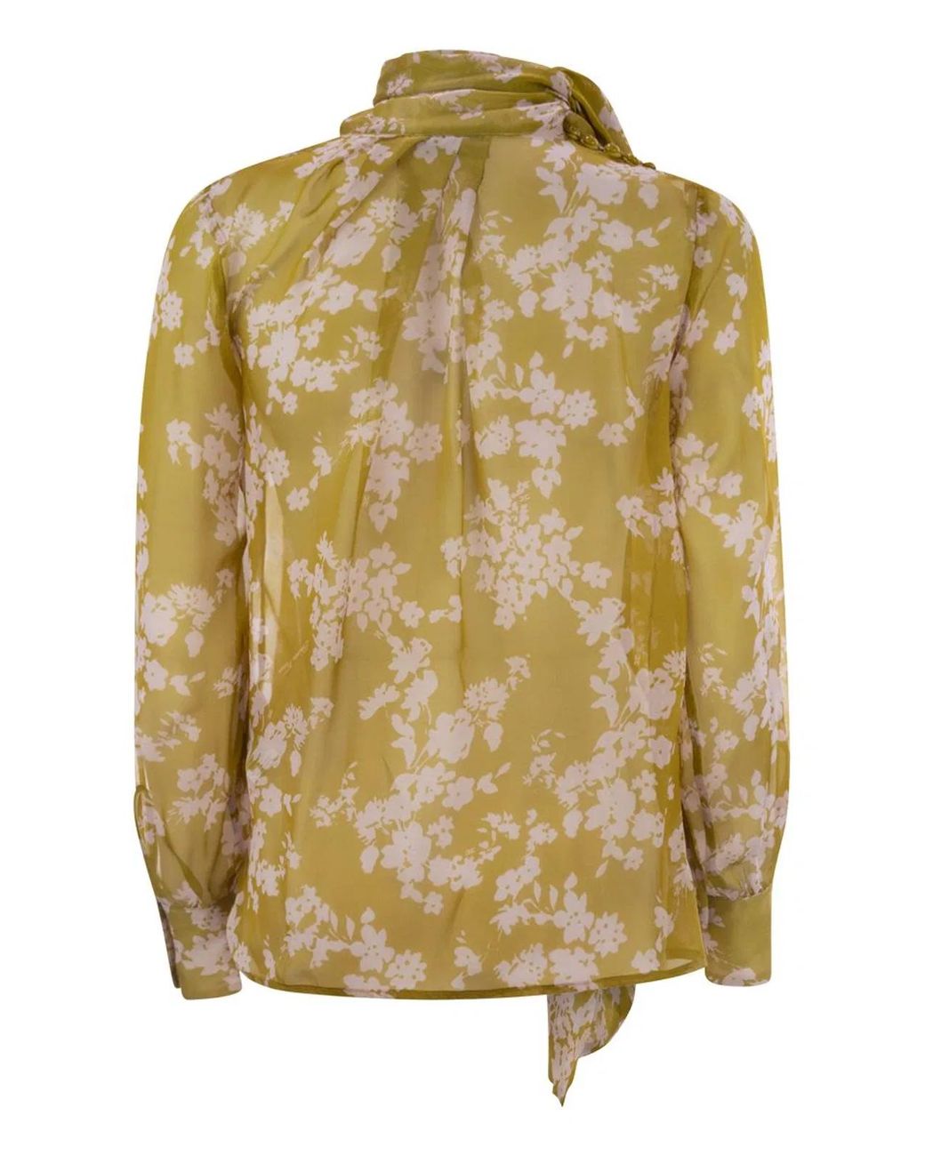 Elisabetta Franchi Metallic Printed Silk Voile Blouse Shirt