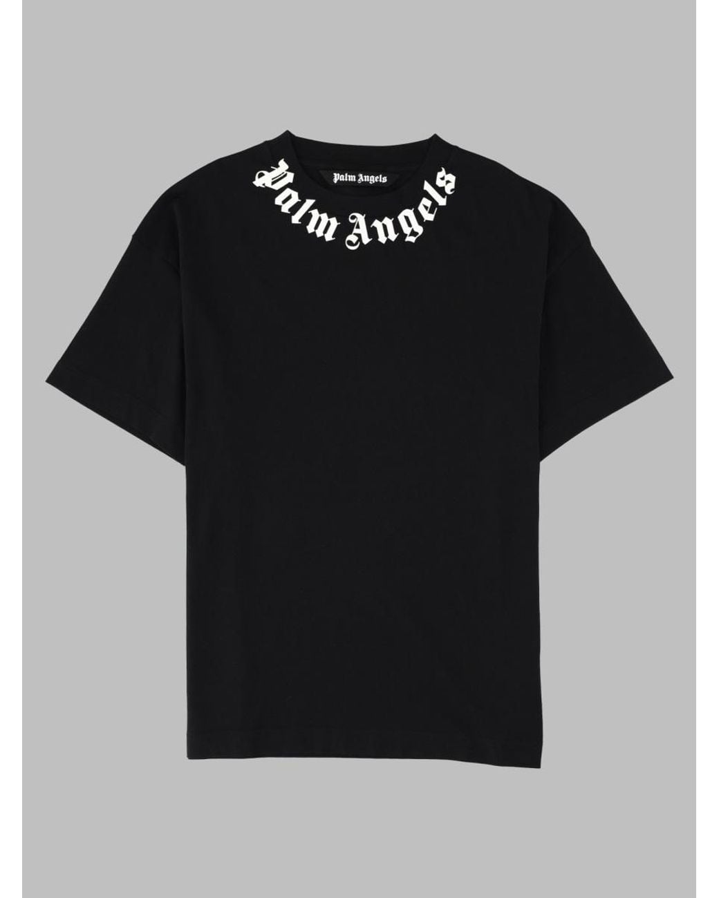 Palm Angels Black Short-Sleeve Gothic Text Cotton T-Shirt for men