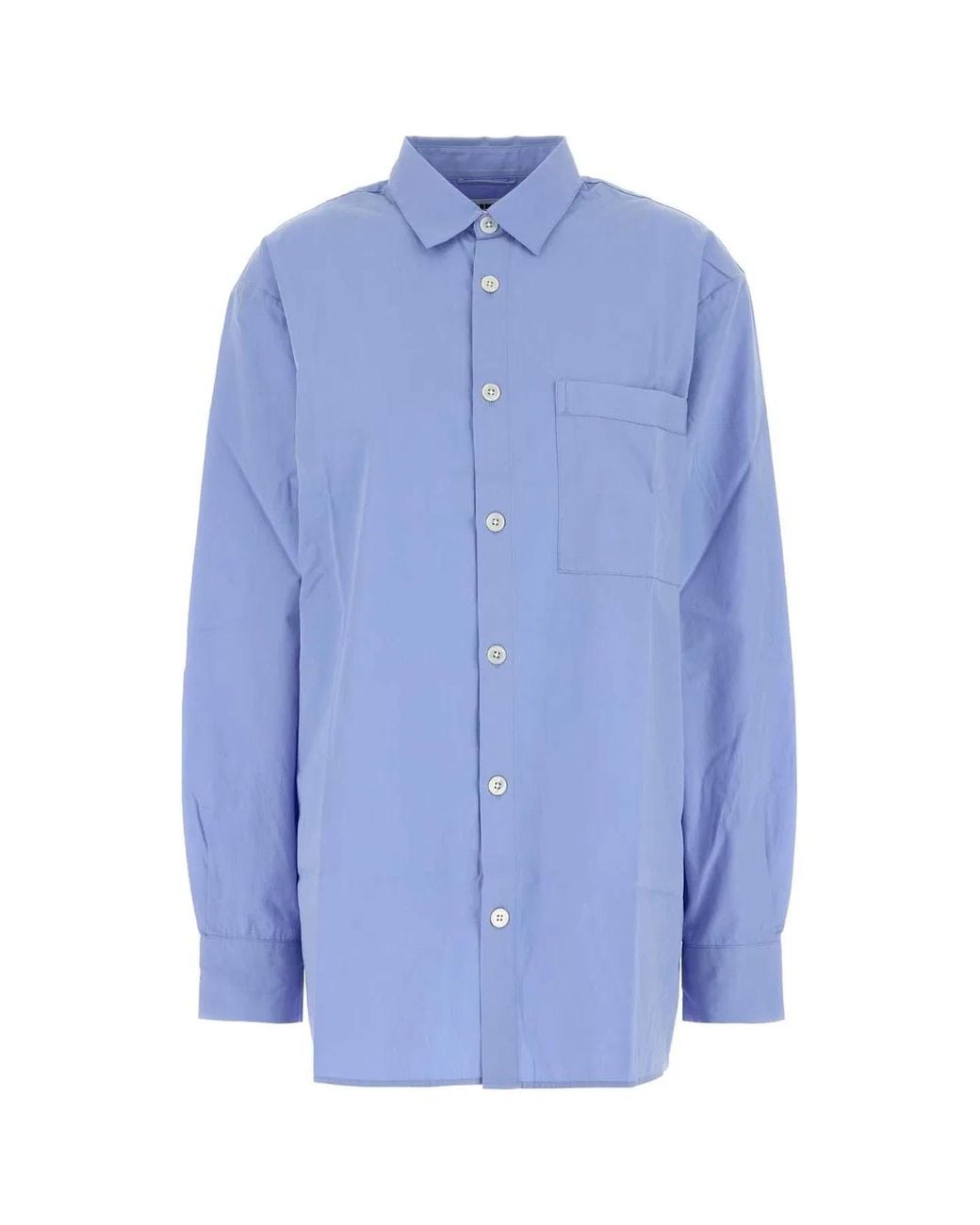 Tekla Blue Cerulean Poplin Oversize Pyjama Shirt