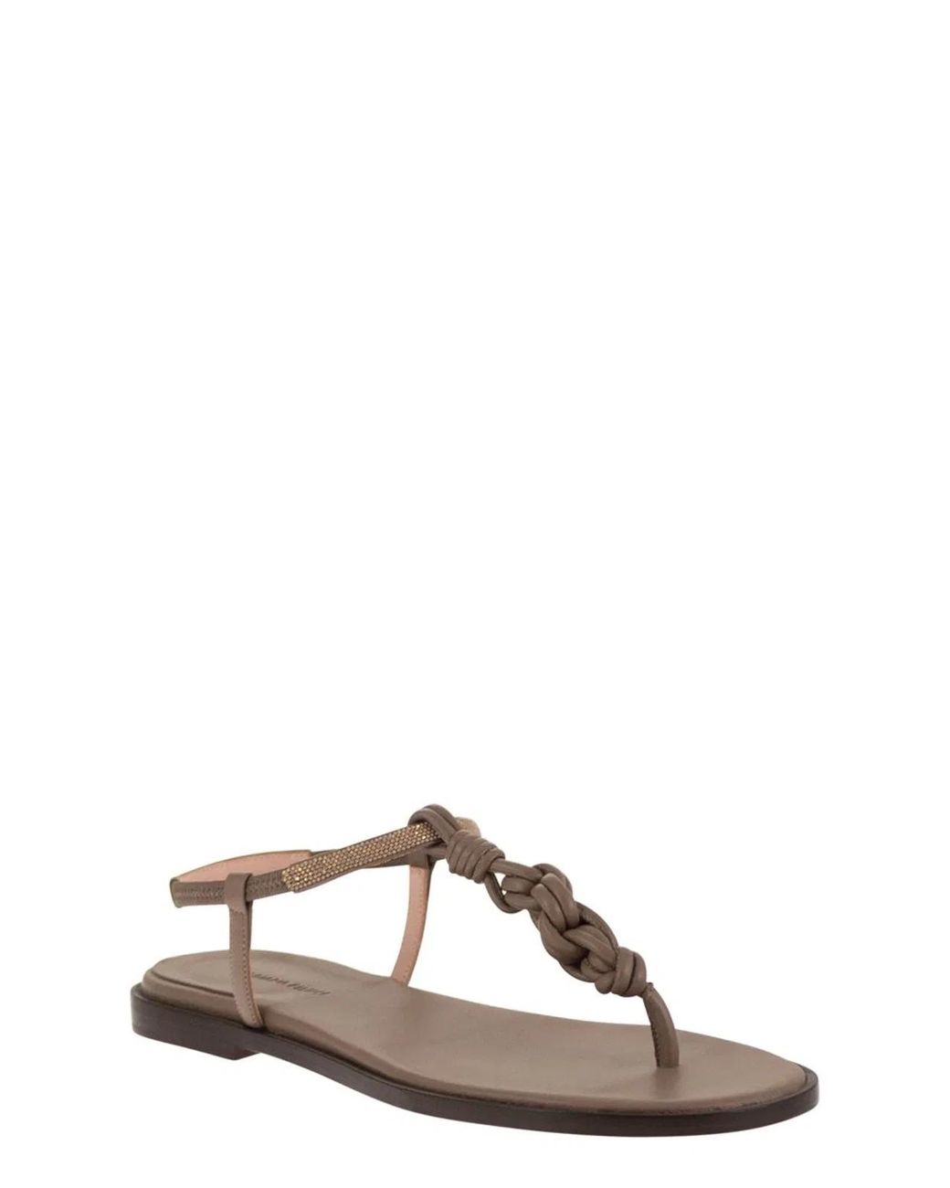 Fabiana Filippi Black Leather Thong Sandals With Braided Detail