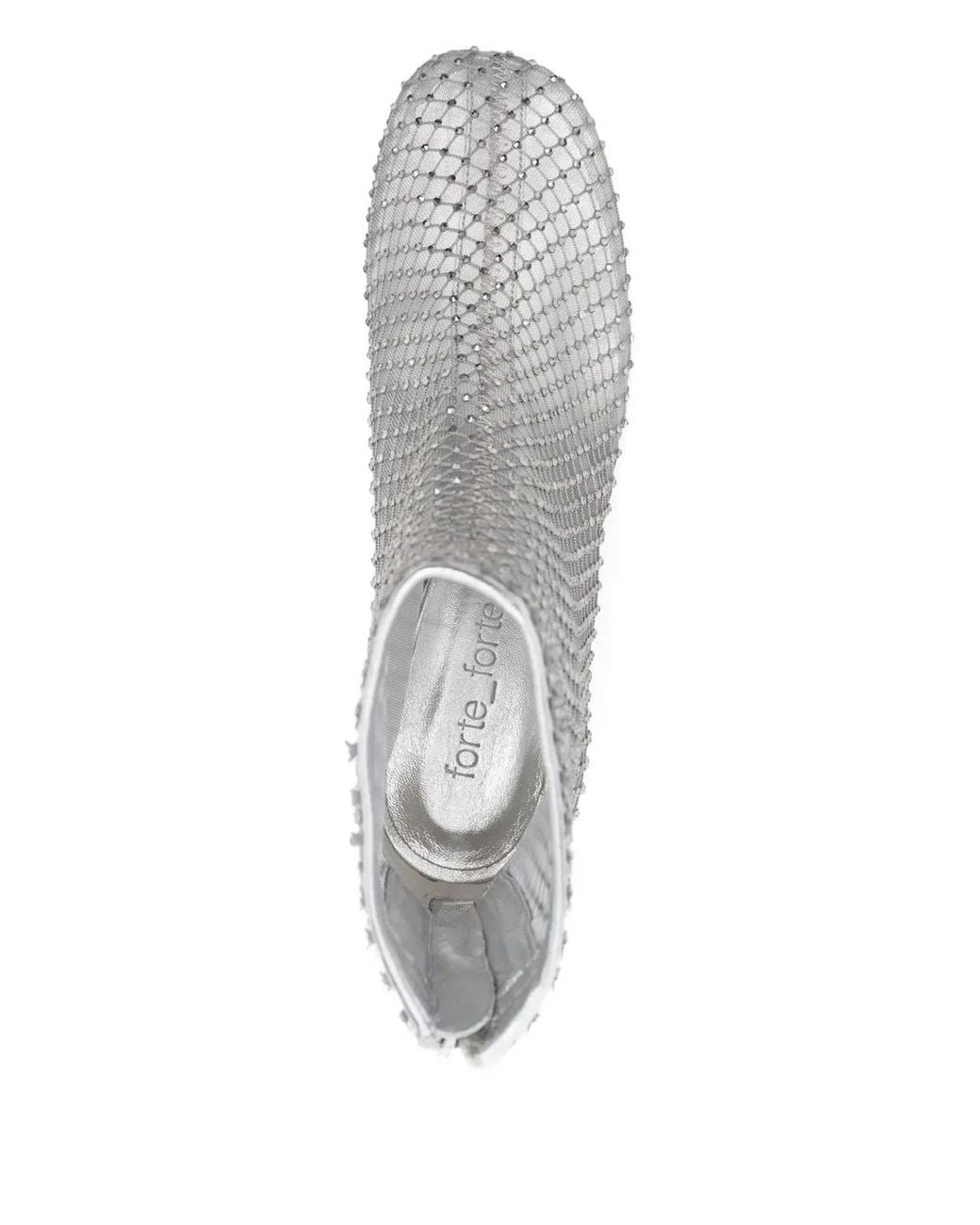 Forte_forte White Strass Mesh Chic Anckle Boots