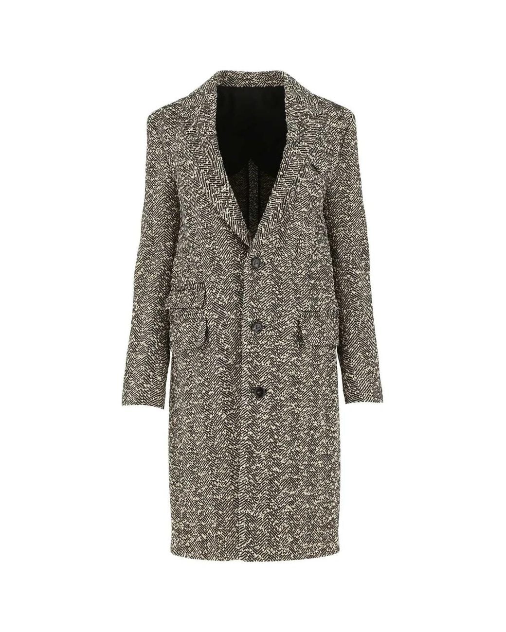 Bottega Veneta Gray Single-breasted Boucle' Fabric Coat