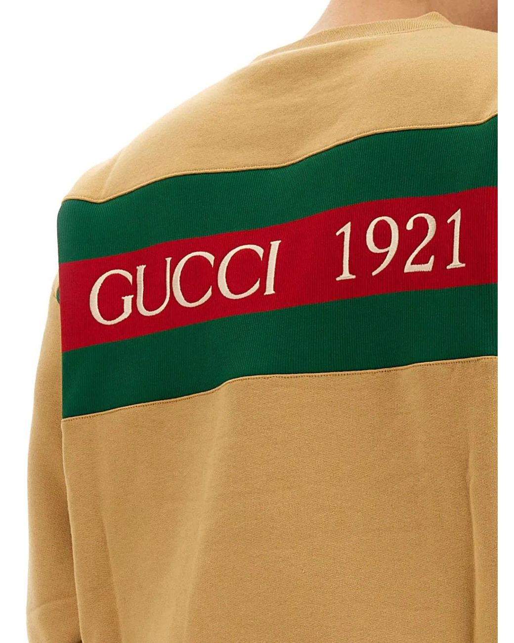 Gucci Natural Sweatshirt With Web Ribbon Cotton Sweatshirts for men