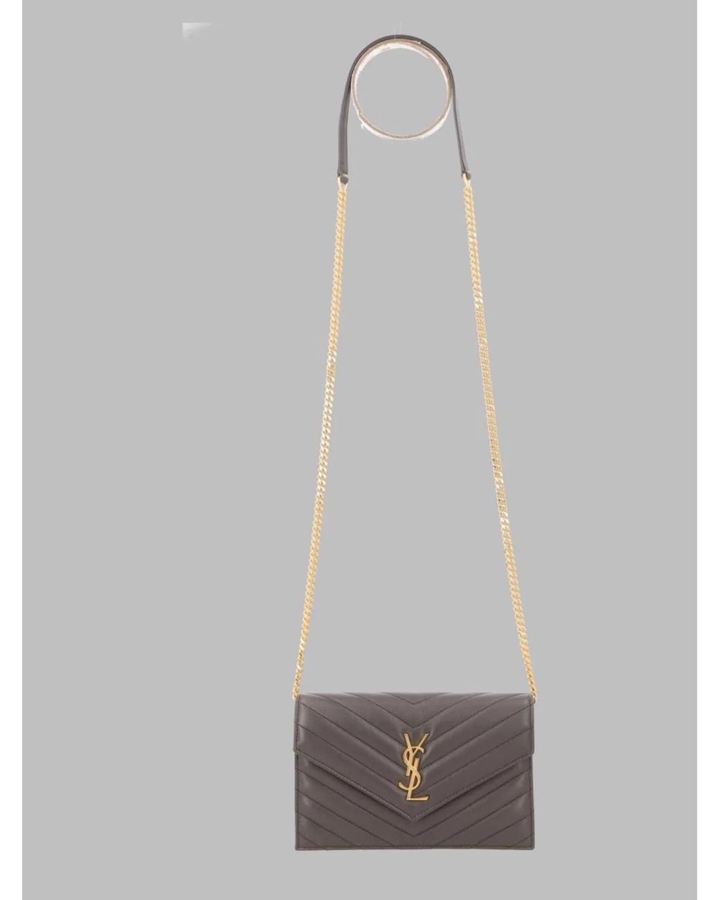 Saint Laurent Gray Quilted Chain Shoulder Bag
