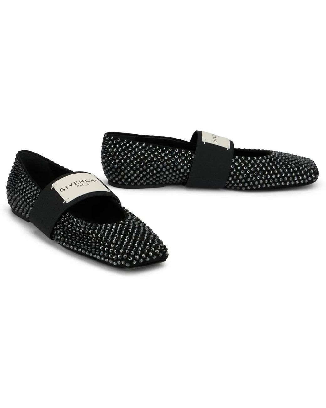 Givenchy Black Sliced Square Ballerinas With Rhinestones