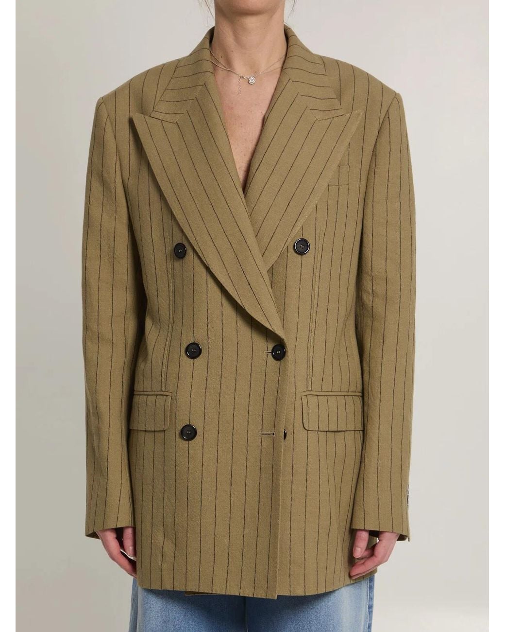 Dolce & Gabbana Green Dolce&Gabbana Double-Breasted Linen Jacket
