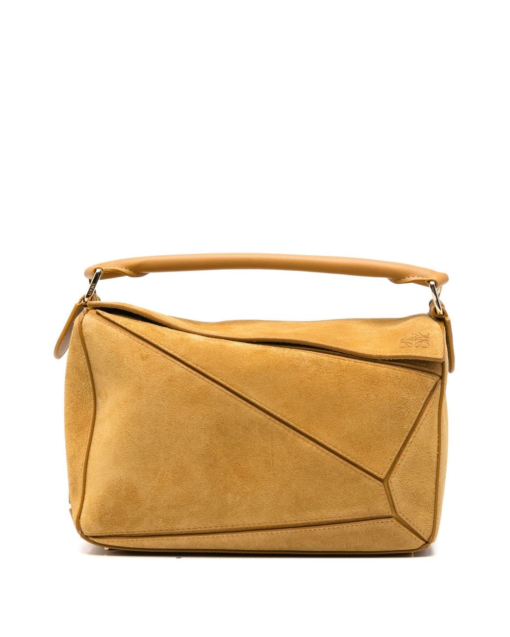 Loewe Natural Small Featherlight Puzzle Suede Handbag