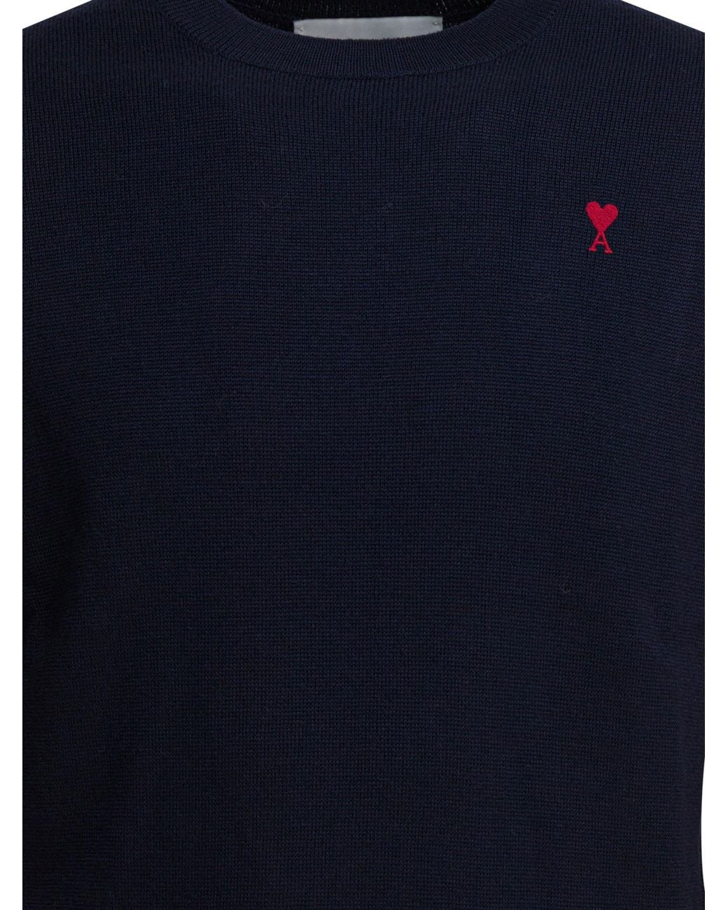 AMI Blue Wool Crewneck Sweater for men