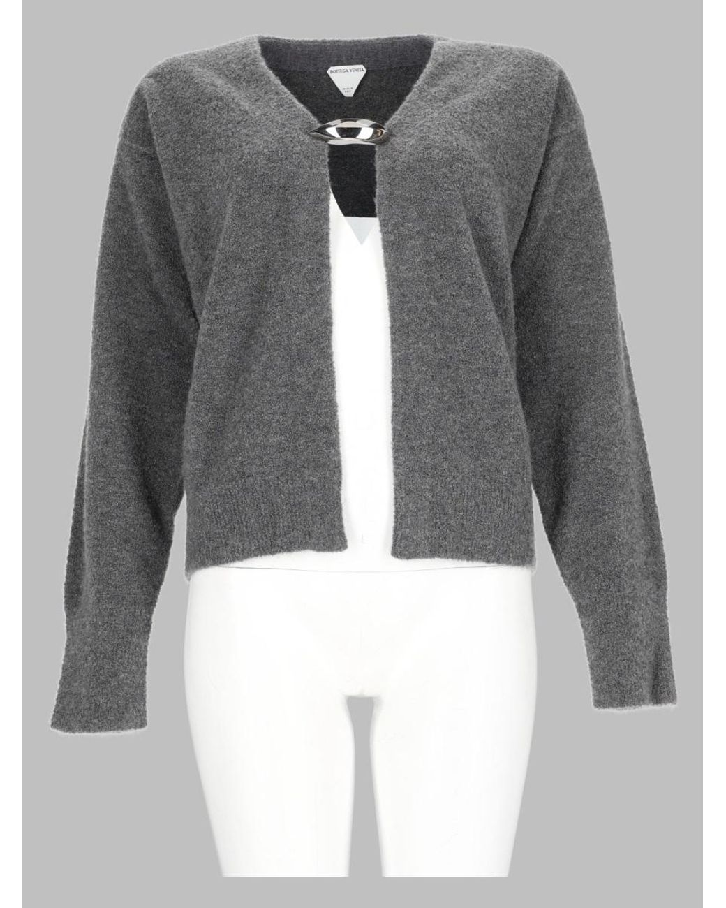 Bottega Veneta Gray Cropped Open Front Cardigan