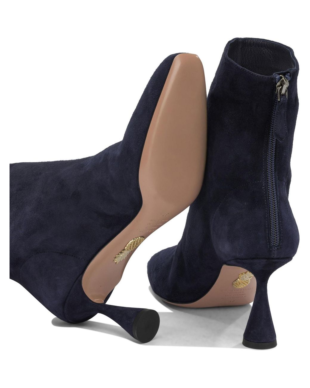 Aquazzura Blue "Amore 75 Mm" Ankle Boots With Zipper