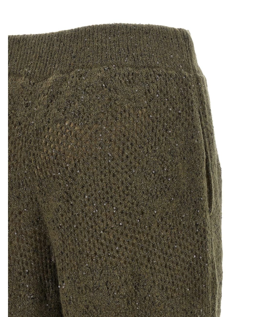 Brunello Cucinelli Green 'Track Flower Lace' Pants